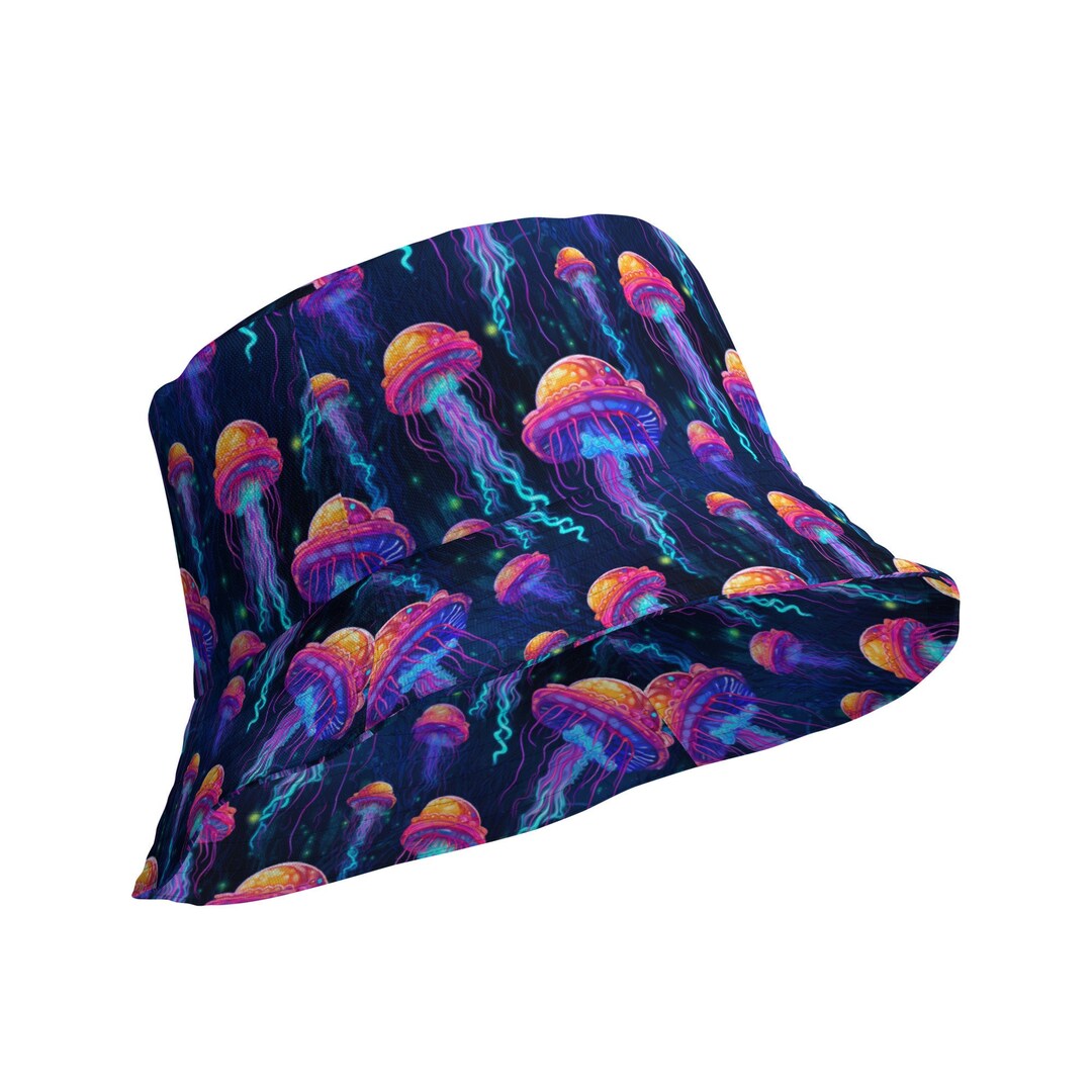 Rave Reversible Bucket Hat, Jellyfish Bucket Hat, Rave Outfit, Festival ...