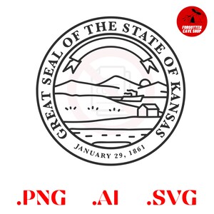 Kansas State Great Seal Logo Emblem Digital Vector .ai, .svg, .png