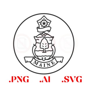 Maine State Great Seal Logo Emblem Digital Vector .ai, .svg, .png