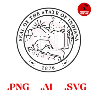 Indiana State Great Seal Logo Emblem Digital Vector .ai, .svg, .png