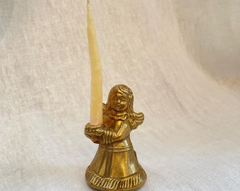 Vintage Brass Angel Candleholder: Victorian Christmas Decor