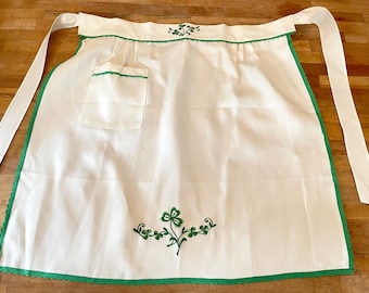 Vintage Embroidered Shamrock Apron