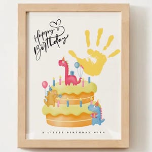 Cartão de aniversário com impressão de mão, cartão faça você mesmo, lembrança de presente, presente de bebê, lembrança de aniversário, download instantâneo, arte com impressão de mão