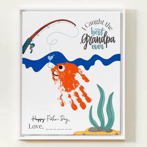 Huella de pez para el Día del Padre para el Abuelo, Capturé la Mejor Huella de Abuelo, Regalo de Huella de Abuelo para el Día del Padre de un Bebé Niño Pequeño