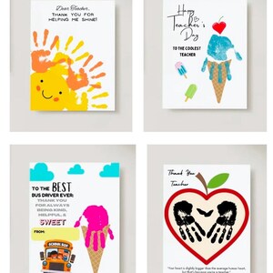 Lehrer Wertschätzung Handabdruck Kunst, Handabdruck Lehrer Karte zum ausdrucken, Lehrer Handabdruck Geschenk, Ende des Jahres Lehrer Geschenk Busfahrer