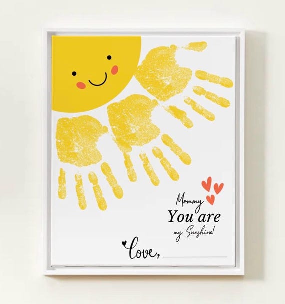 Mommy You Are My Sunshine Handprints Keepsake, Sunshine Handprints, Gift for Mom for Mother's Day from Baby Toddler Prechooler Daycare