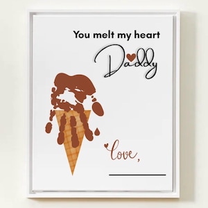 Papa schmilzt mein Herz Handabdruck Andenken, Geschenk für Papa zum Vatertag von der Baby Kleinkind Vorschule Kindertagesstätte, Eis Handabdruck DIY Karte