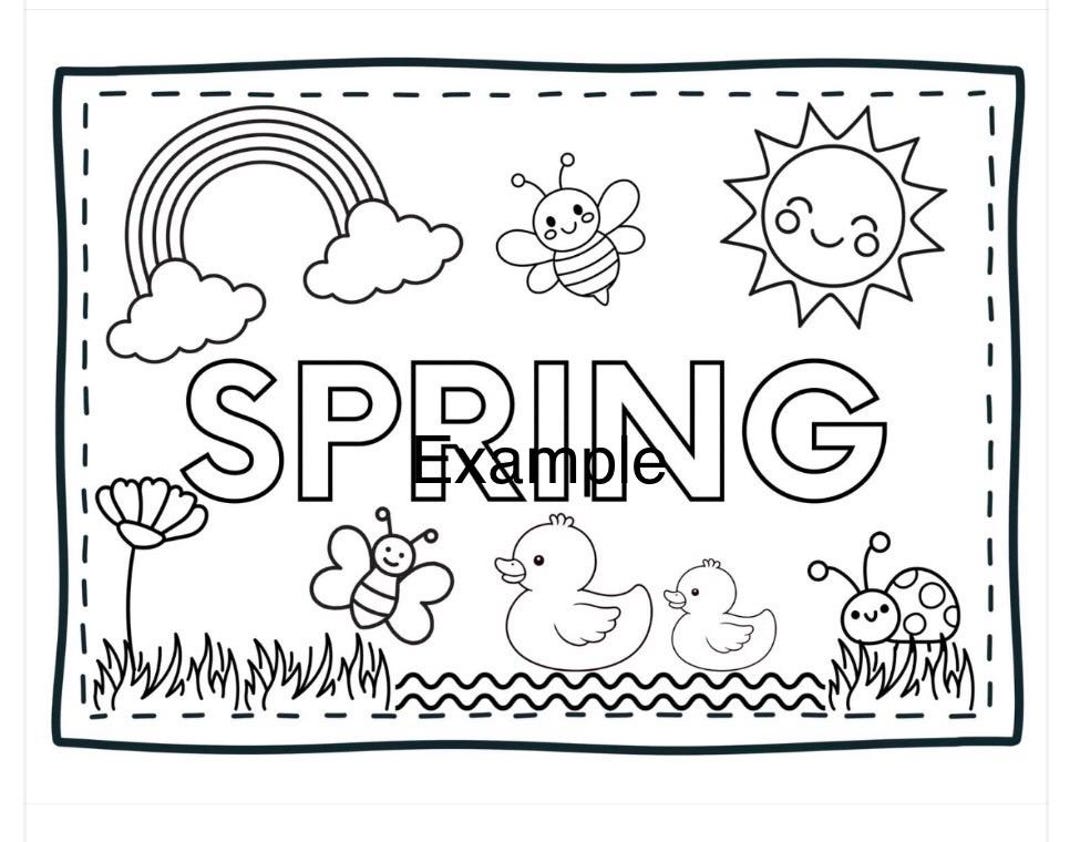 Spring Coloring Worksheet, Kids Coloring Page Craft Activity (printable ...