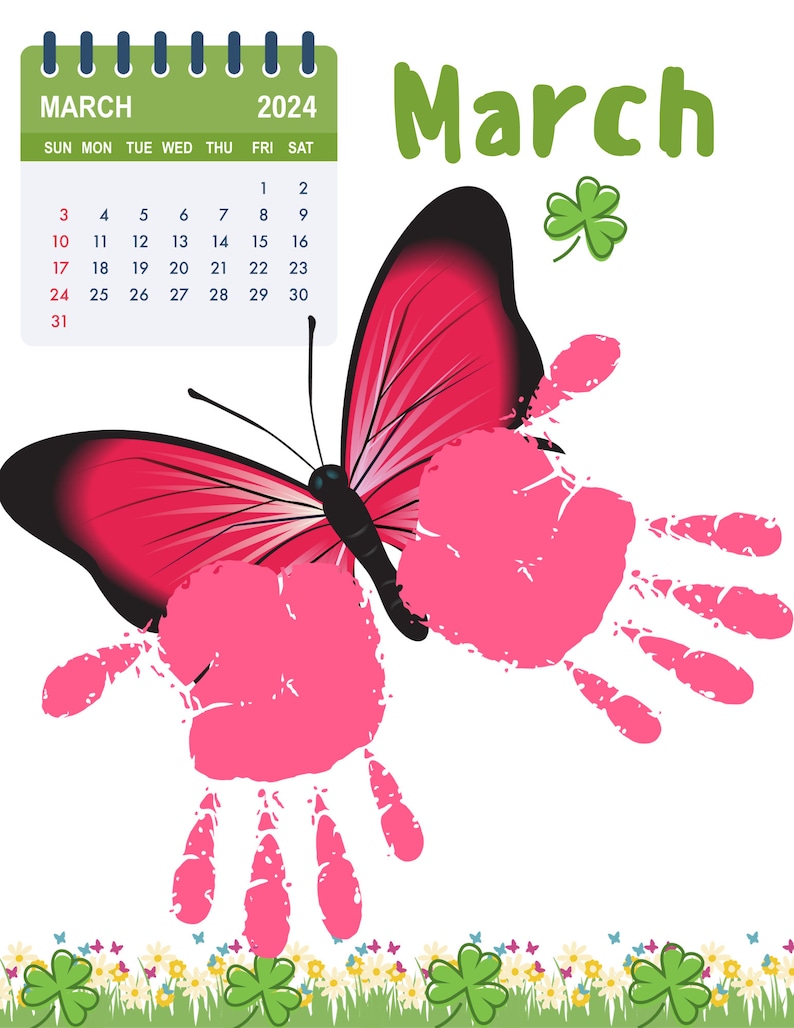 2024 Handprint Calendar, Animals Handprint Calendar, Art Craft / DIY