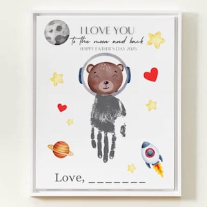 Vatertag Handabdruck, Vatertag 2025 Astronaut Karte, Vatertag druckbar, Vatertagsgeschenk von Baby, Kleinkind, Vorschulkind, Kind