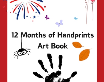 12 Month Memory Book Keepsake, 12 Months of Handprints Craft, Yearly Handprint Art, Preschool Handprint Footprint Kindergarten Daycare