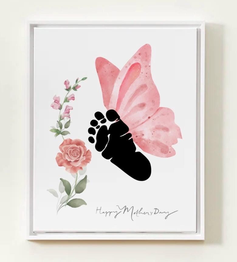 Mother's Day Footprint Art Craft, Gift for Mom for Mother's Day, First Mother's Day Gift from Baby, Nursery Memory Keepsake