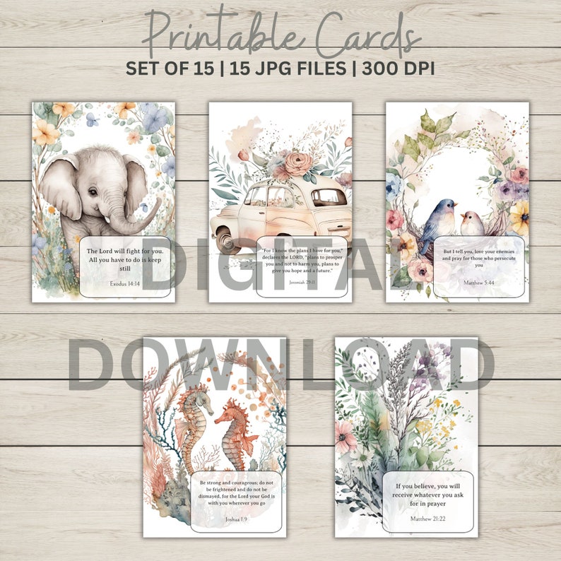 SET OF 15 Printable Bible Verse Cards Printable Affirmation Cards ...