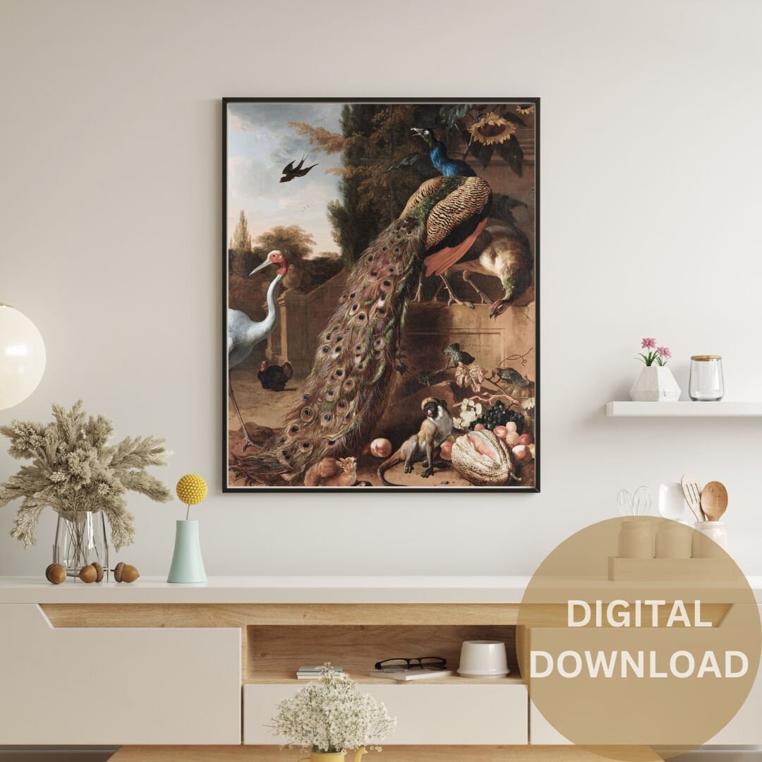 PRINTABLE Vintage Peacock Wall Art Printable Vintage Wall Etsy