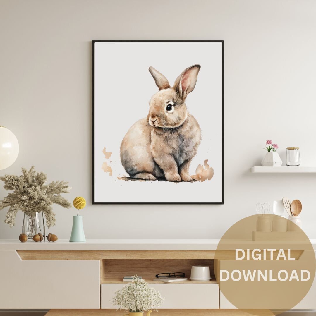 Printable Rabbit Wall Art Printable Animal Wall Art Etsy