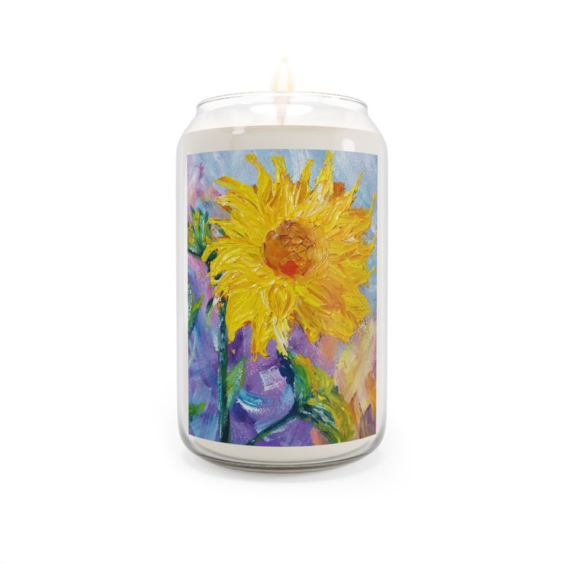 Abstract Sunflower Soy Wax Candle Amazing abstract drawing oil canva image 4