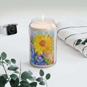 Abstract Sunflower Soy Wax Candle Amazing abstract drawing oil canva image 3