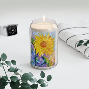 Abstract Sunflower Soy Wax Candle Amazing abstract drawing oil canva image 2