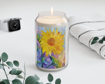 Abstract Sunflower Soy Wax Candle | Amazing abstract drawing oil canva