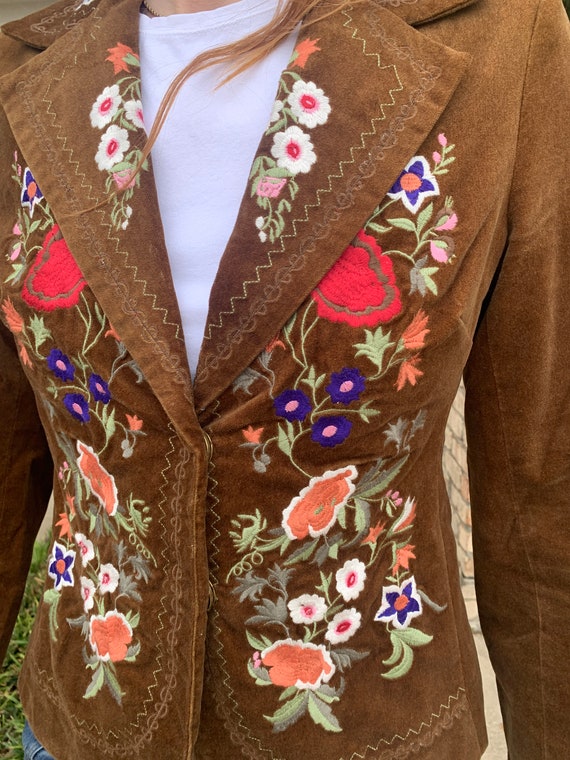 Vintage Womens Jacket Embroidered Jacket Floral J… - image 1