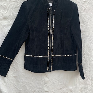 Damen Wildlederjacke schwarze Reißverschlussjacke
