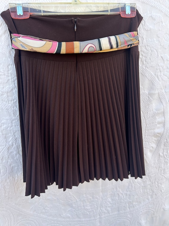 Brown pleated skirt short vintage skirt for women