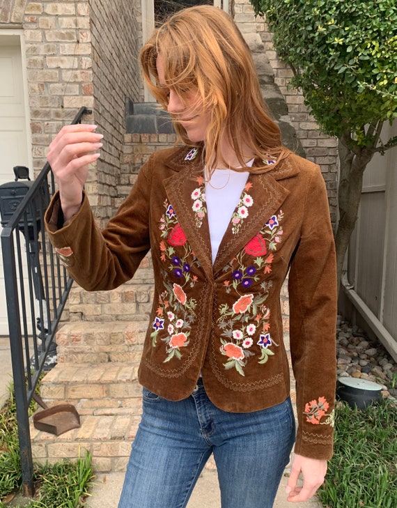 Vintage Womens Jacket Embroidered Jacket Floral J… - image 3