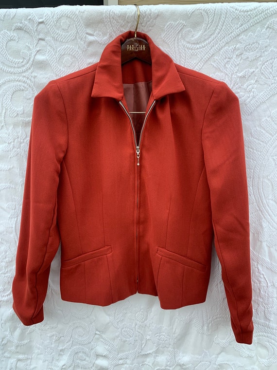 Vintage Burnt Orange Jacket for Women Zip Front Ja