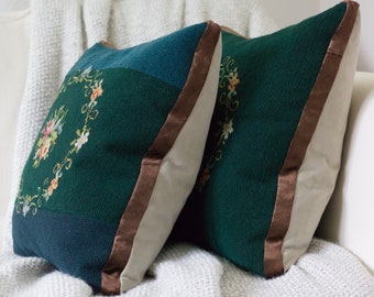 Floral Needlepoint Dekokissen