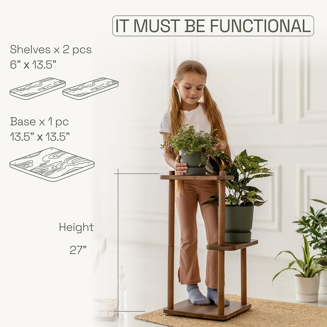3 Tier Wood Tall Plant Stand Indoor Plant Stand Tiered Etsy