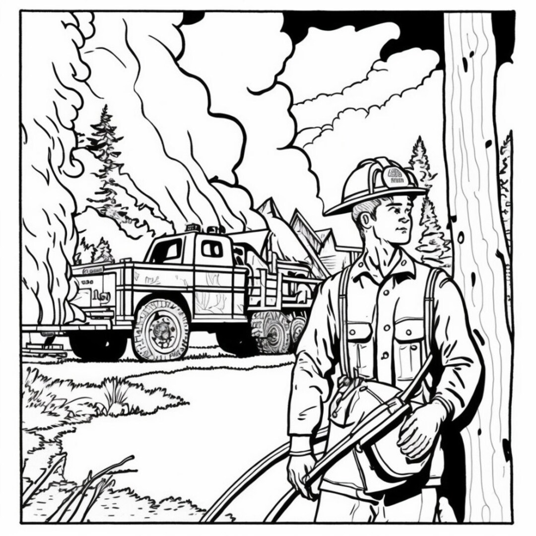 Firefighting Coloring Pages Etsy
