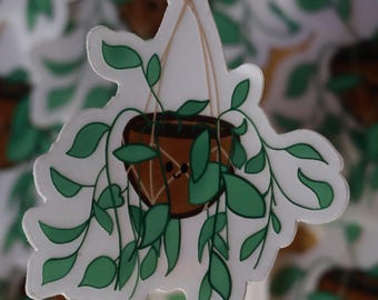 Cheerful Pothos Philodendron Vinyl Sticker: 3-inch Waterproof Die-Cut for Plant Lovers & Gardeners
