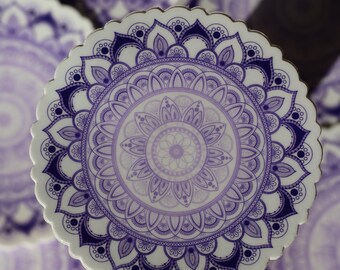 Purple Ombre Mandala Vinyl Sticker: 3-inch Waterproof Decal for Nature Lovers Floral Zentangle