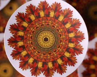 Autumn Mandala Vinyl Sticker: 3-inch Waterproof Decal for Water Bottles, Laptops & Outdoor Gear