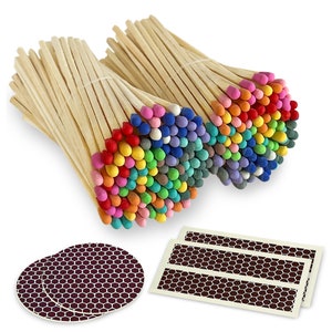 4&quot; Matches - 200 Count of Bright Rainbow (Striking Stickers Included)
