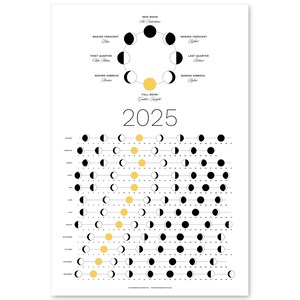 2025 Moon Phase Calendar (SHIPS FLAT) - Hangable Light Lunar Wall ...