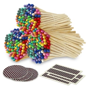 4&quot; Matches - 300 Count of Bright Rainbow (Striking Stickers Included)