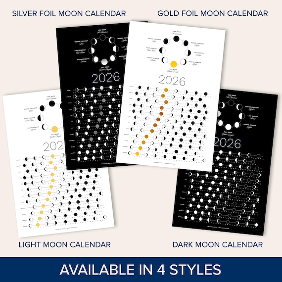 2026 Dark Moon Phase Calendar (SHIPS FLAT) Hangable Dark Lunar
