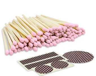 2" Matches - 100 Count of  Light Pink (Striking Stickers Included)