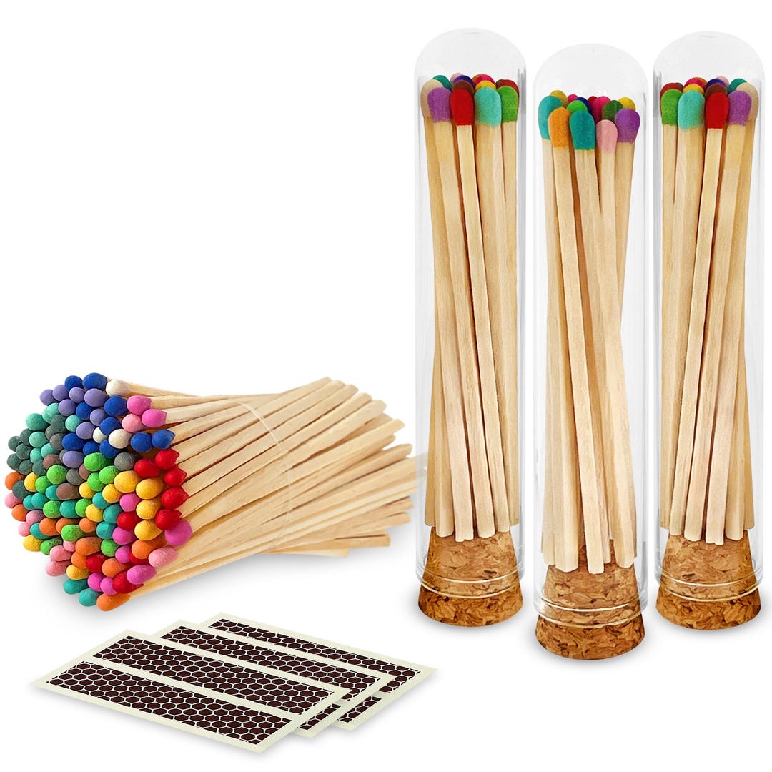 Matches Conch 4” Rainbow Long Artisan Matches in 3 Chic Mini Glass Cloches / Dome ...
