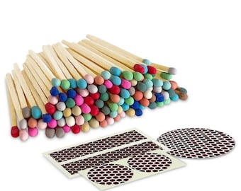 2" Matches - 100 Count of  Rainbow (Striking Stickers Included)