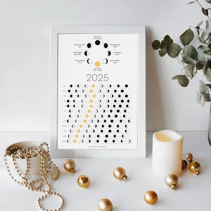 2025 Moon Phase Calendar (SHIPS FLAT) - Hangable Light Lunar Wall ...