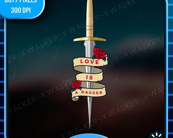 La daga de Loki "El amor es una daga" - Clipart (Descarga digital PNG)