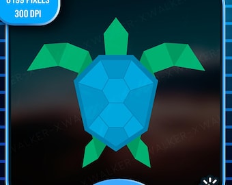 Tortuga marina de origami 2D - Clipart (Descarga digital PNG)