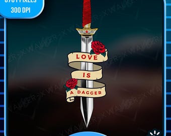 Loki "El amor es una daga" - Clipart (Descarga digital PNG)