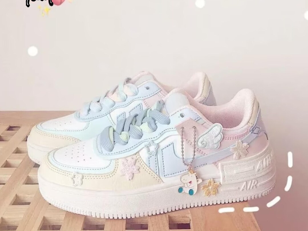 Cute Pastel Sneakers Kawaii Platform Shoes Candy Color Lace Etsy