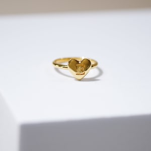 Personalized Heart Initial Ring: 18K Gold Engraved Letter Ring