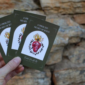 Tarjetas de oración: Sagrado Corazón de Jesús / Tarjetas de oración católicas originales / Paquetes de 5 o 10