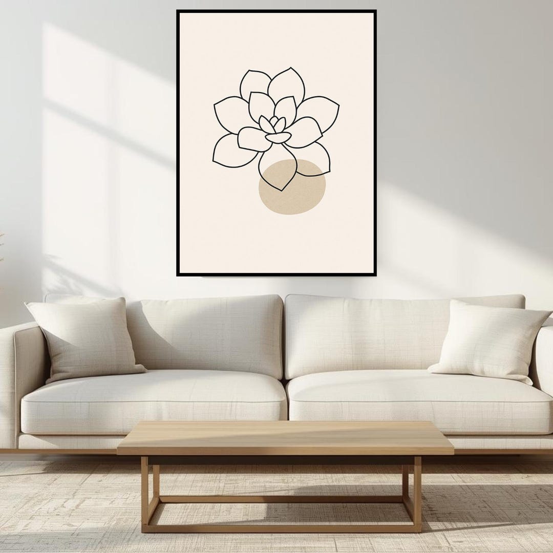 Succulent Botanical Line Art Print – Minimalist Black and White Plant ...