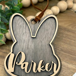 Personalized Easter Bunny Basket Tag - Custom Name Tag - Laser Cut Wood Bunny with Name - Easter Basket - Easter Bunny